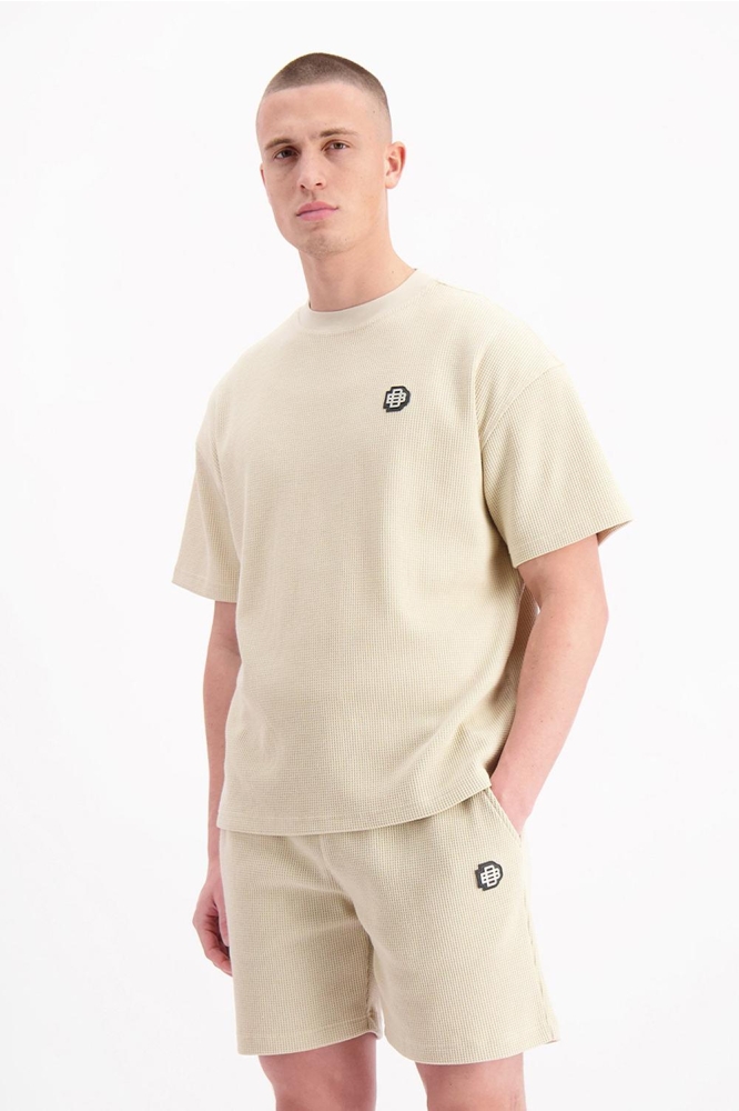MONOGRAM WAFFLE T SHIRT 1 125 3 34 BEIGE